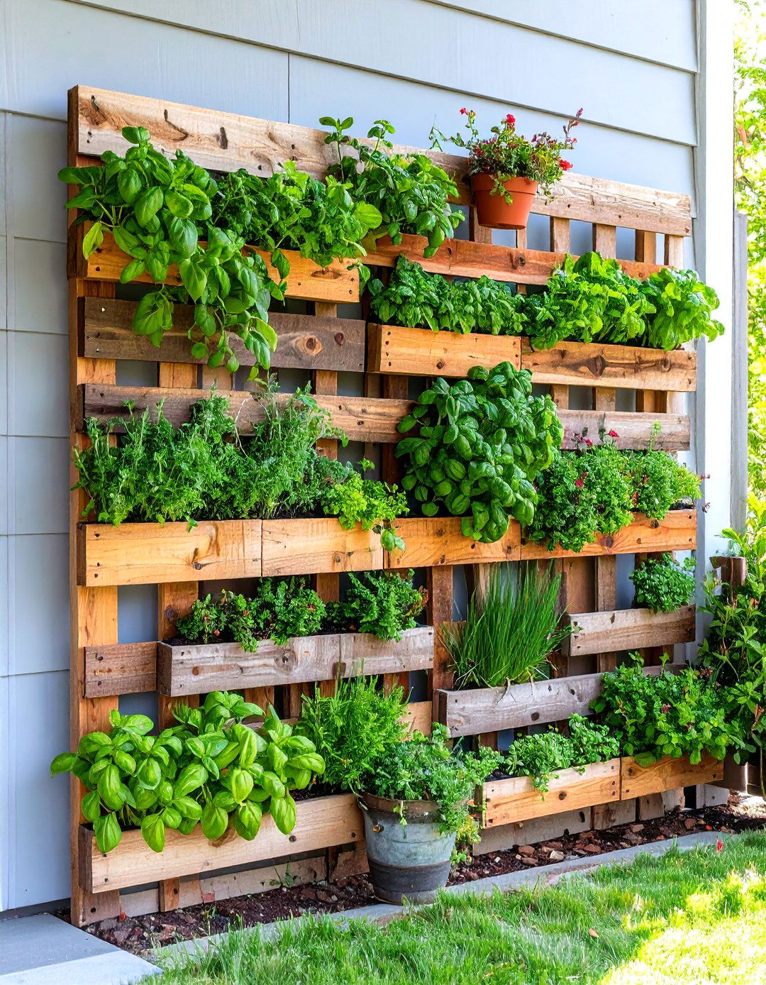 A Vertical Herb Garden - 30 front lawn cheap simple front yard landscaping ideas