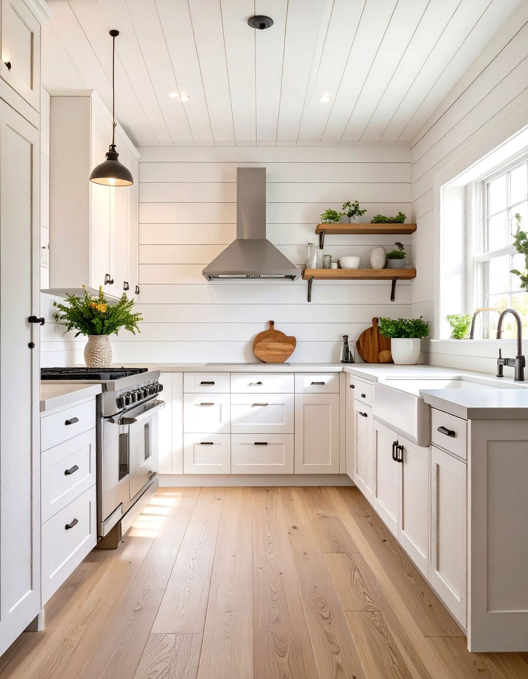 A Vertical Shiplap Wall in a Small Country Kitchen - 30 small country kitchen ideas