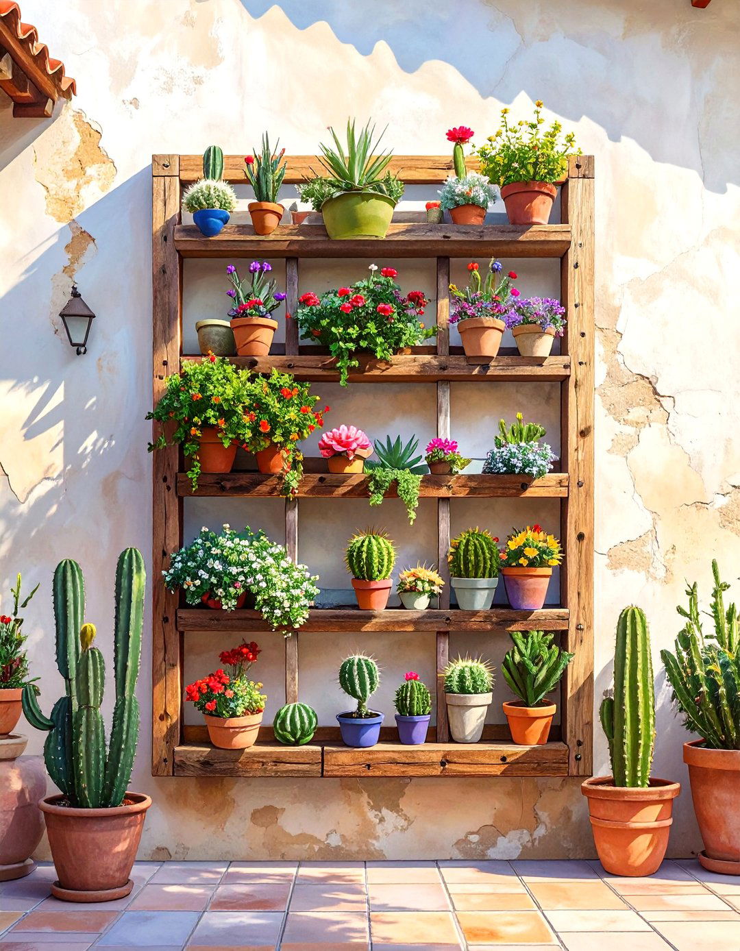 A Vertical Wall Cactus Garden - 30 cactus garden ideas