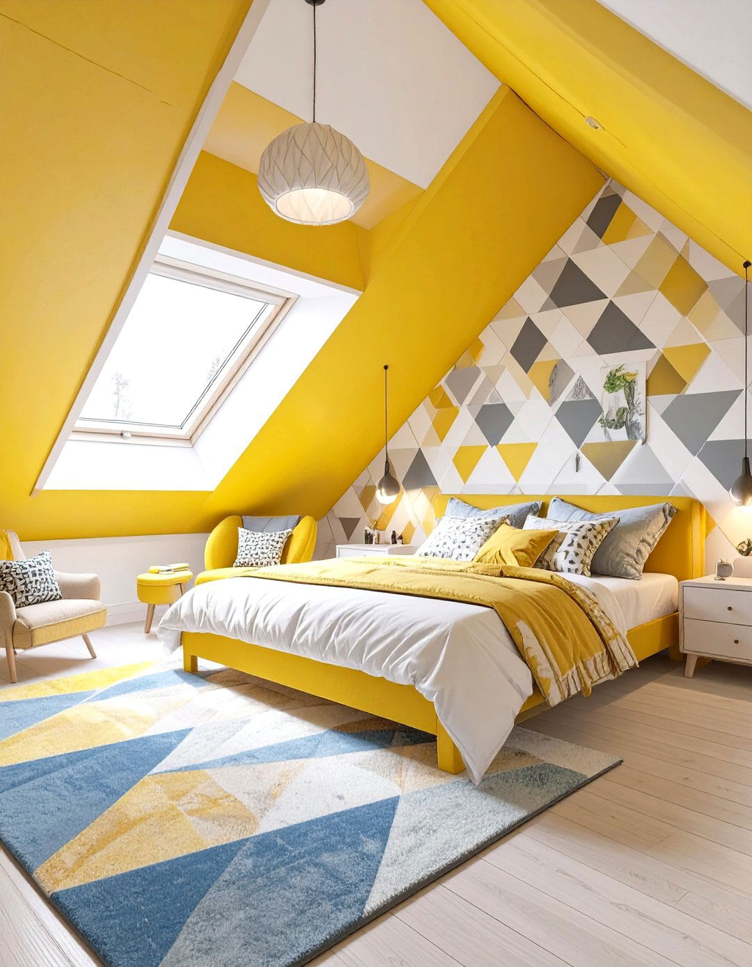 A Vibrant and Playful Bedroom - 30 low sloped ceiling bedroom ideas