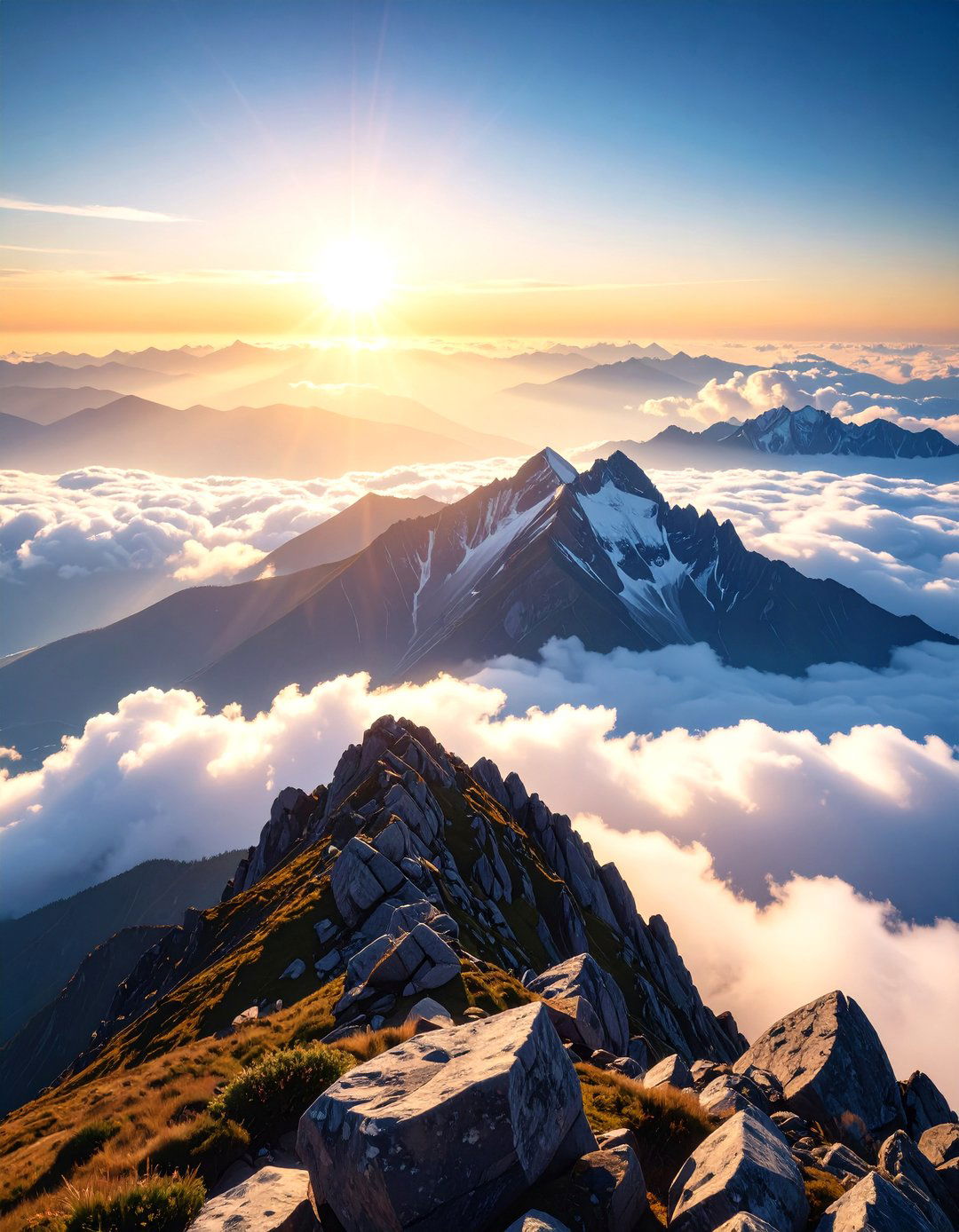 A View From a Mountaintop Above the Clouds - 30 landscape drawing ideas