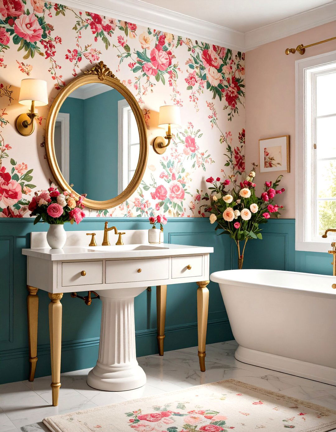 A Vintage Floral Guest Bathroom - 30 guest bathroom decor ideas
