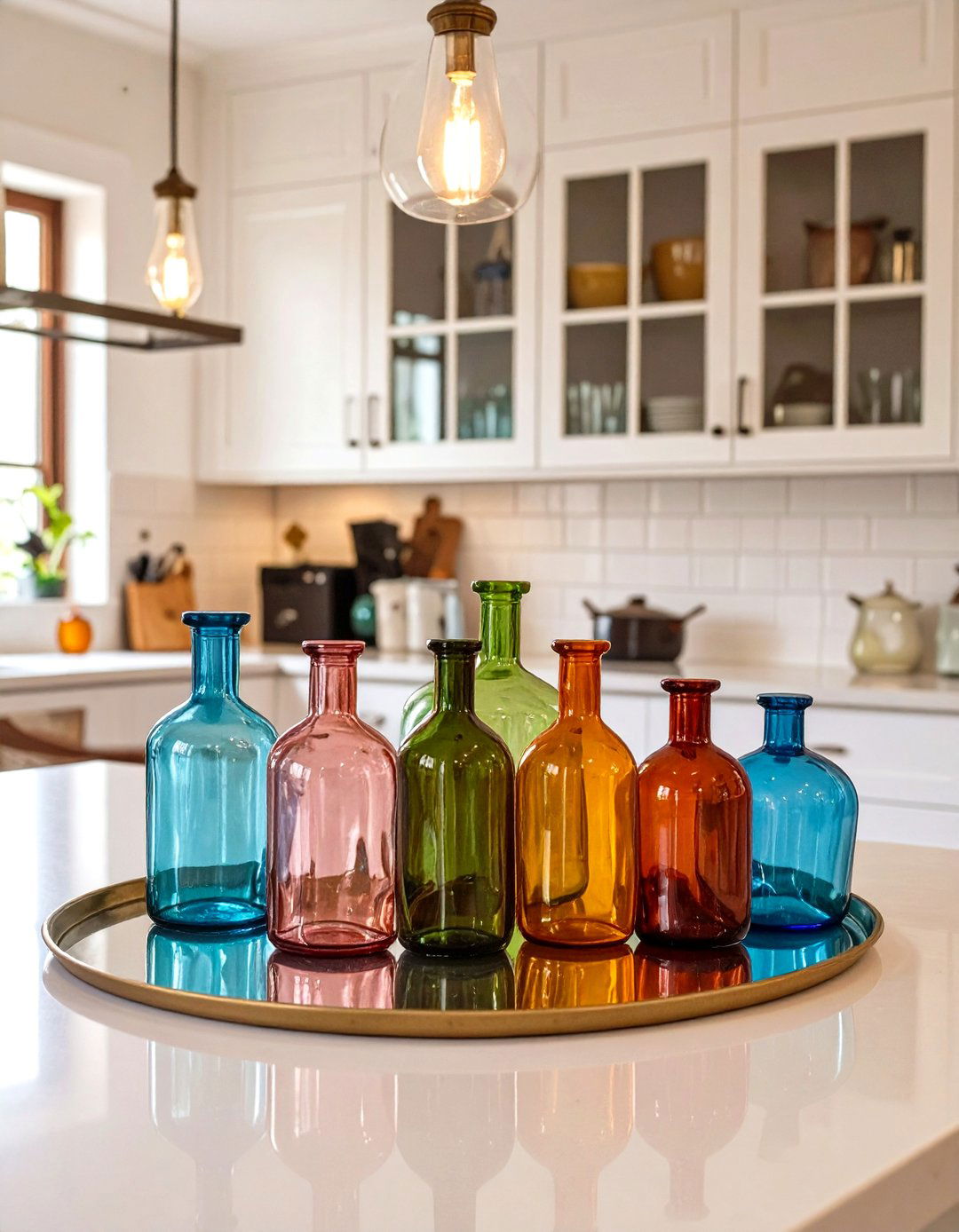 A Vintage Glassware Collection Kitchen Island - 30 centerpiece kitchen island decor ideas