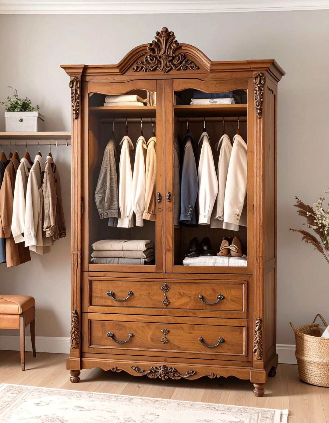 A Vintage Inspired Armoire Closet - 30 closet layout ideas