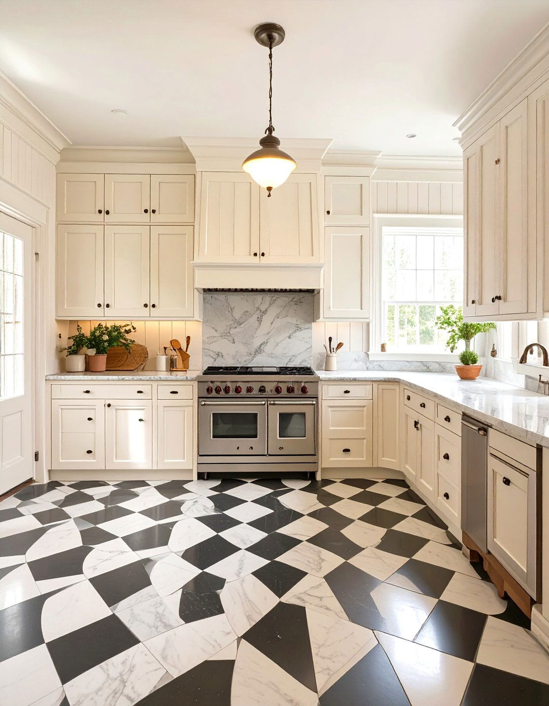 A Vintage Inspired Kitchen with Beadboard and Marble