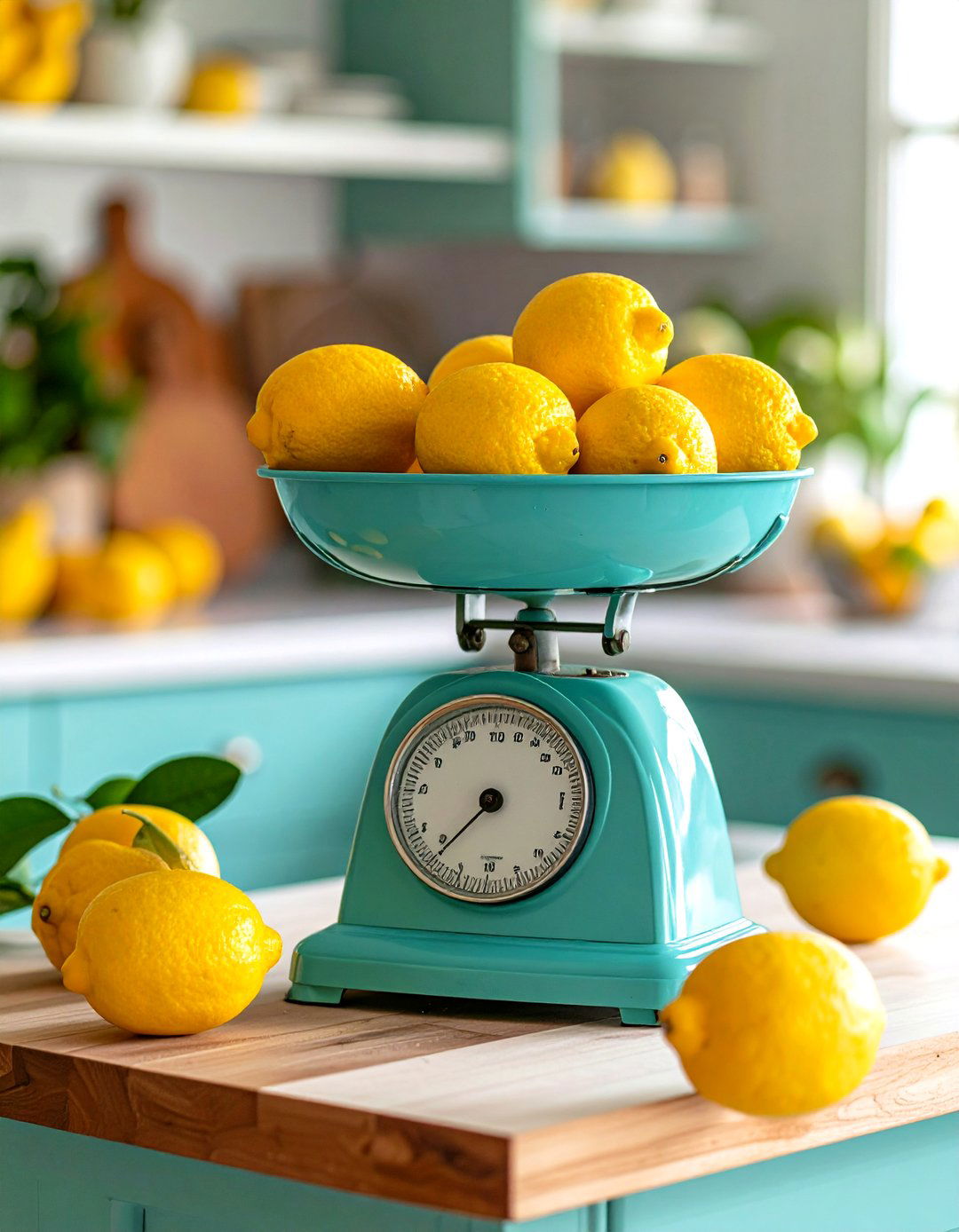 A Vintage Scale and Produce - 30 kitchen island centerpiece ideas