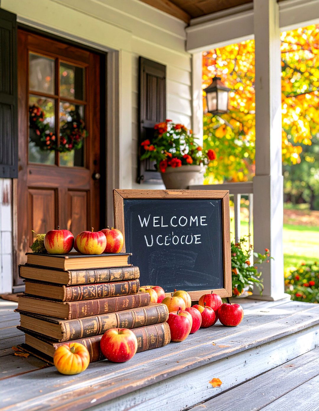 A Vintage Schoolhouse Front Porch - 30 fall front porch ideas