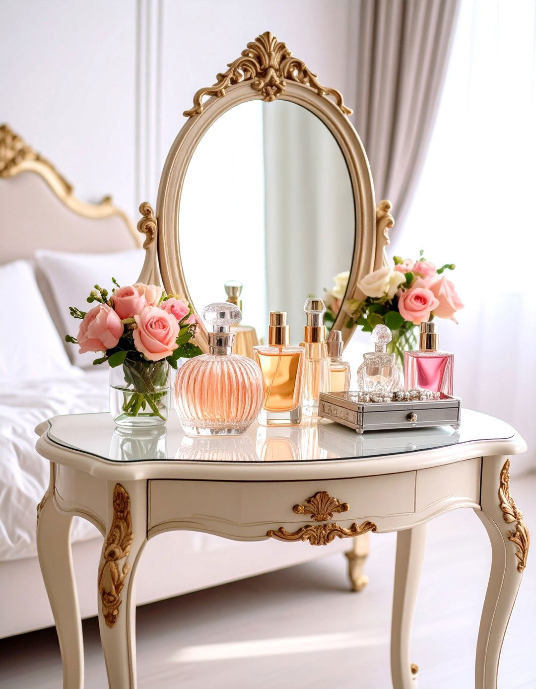 A Vintage or Antique Vanity Table - 30 romantic bedroom ideas