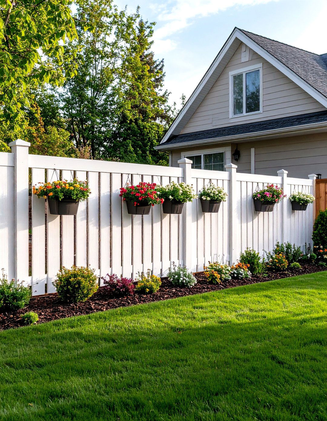 A Vinyl Privacy Fence - 30 fence ideas for backyard
