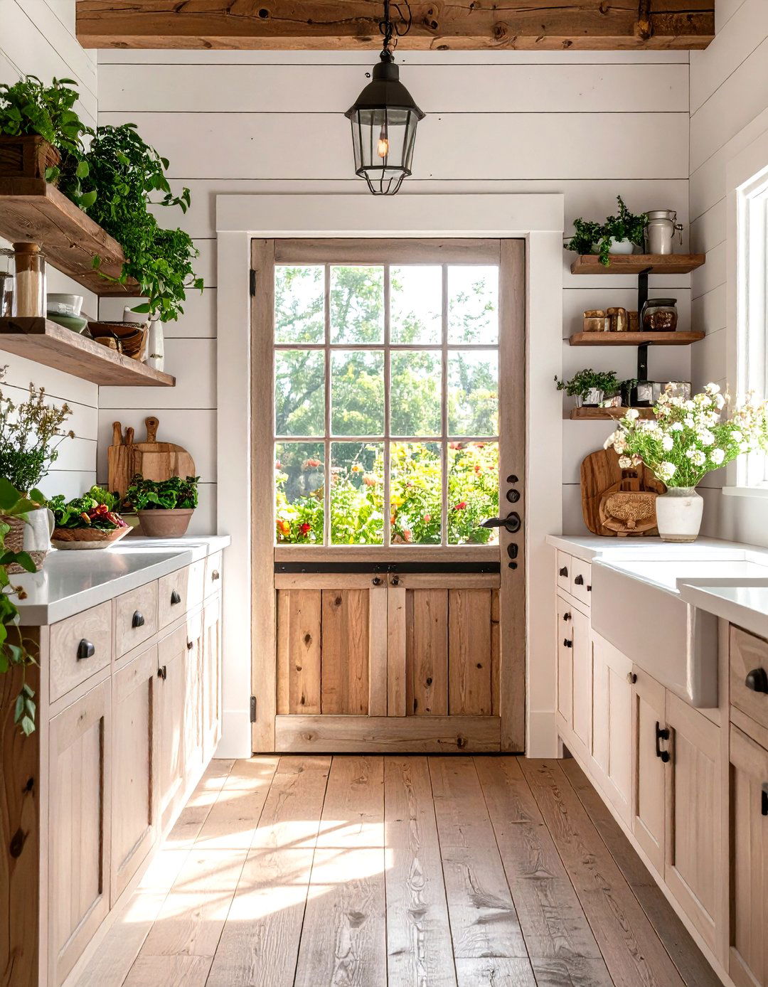A Walk In Pantry with a Vintage Door - 30 rustic kitchen ideas