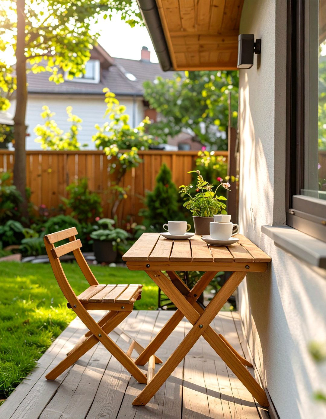 A Wall Mounted Drop Leaf Table - 30 tiny backyard ideas