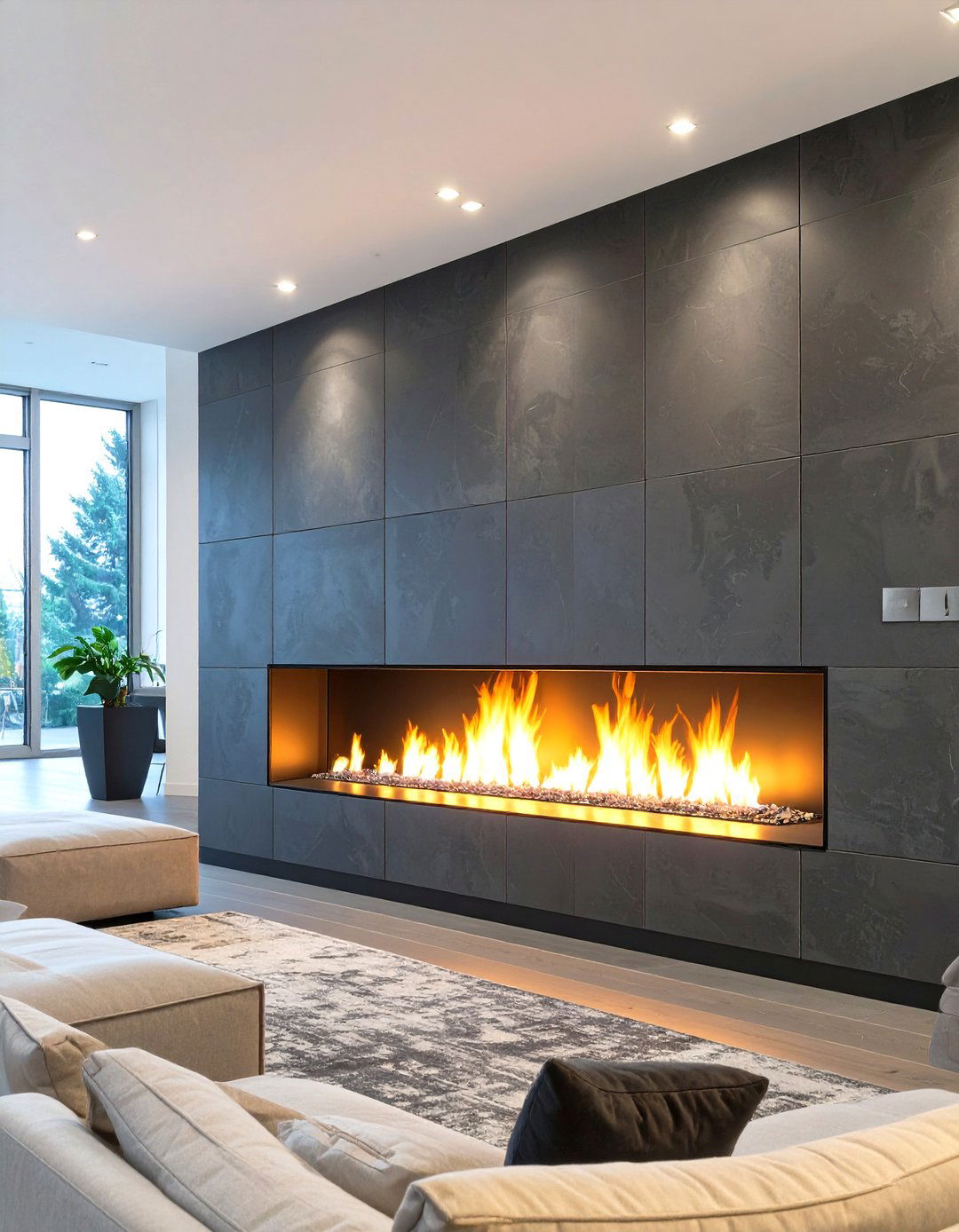 A Wall Mounted Fireplace - 30 modern large wall decor ideas for living room
