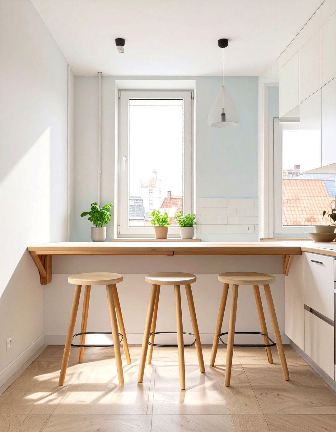 A Wall Mounted Fold Down Table - 30 small kitchen organization ideas