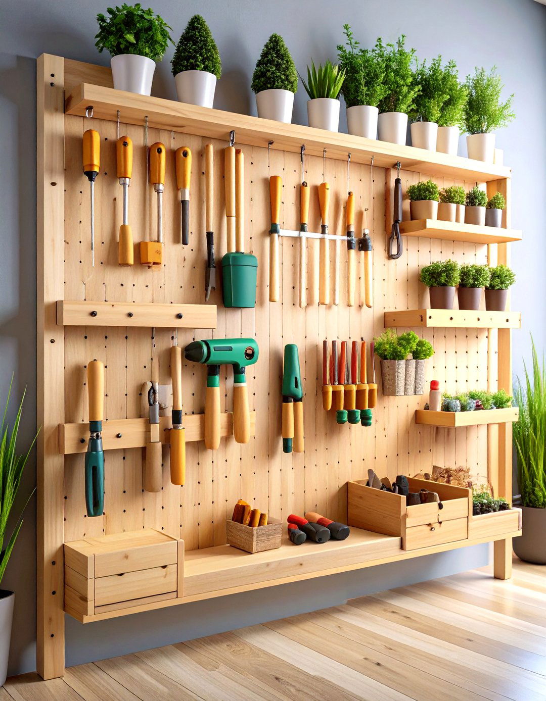 A Wall Mounted French Cleat Garden Tool Holder - 30 garden tool storage ideas
