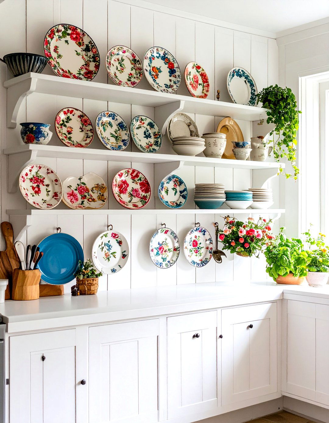 A Wall Mounted Plate Rack - 30 retro kitchen ideas