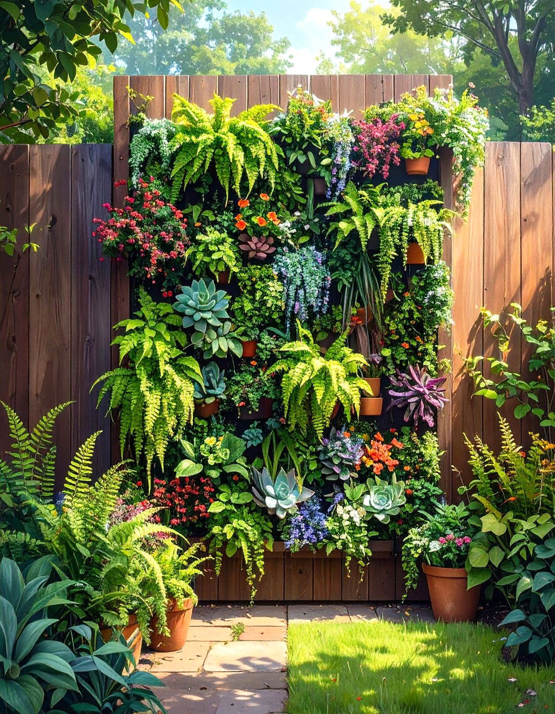A Wall Mounted Vertical Garden - 30 small backyard ideas no grass