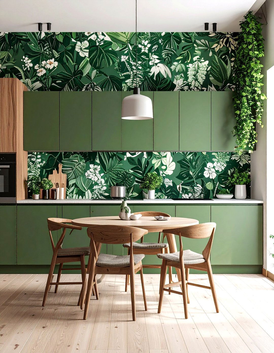 A Wallpapered Accent Kitchen Wall - 30 empty wall in kitchen ideas