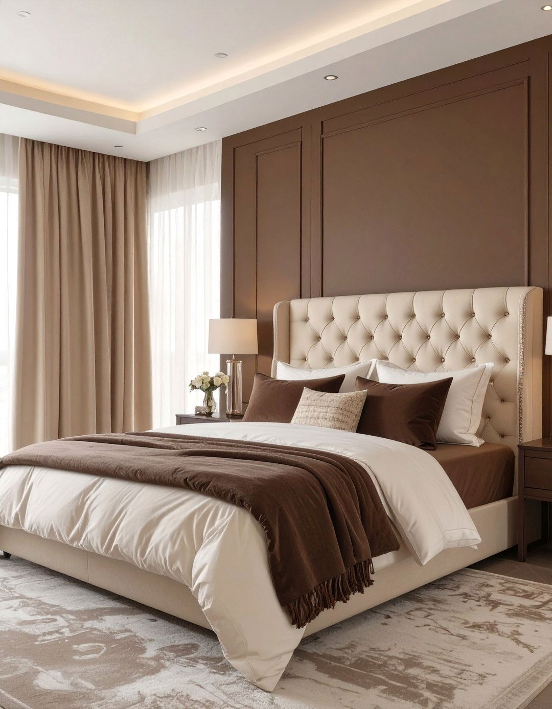 A Warm Chocolate and Cream Bedroom - 30 colorful bedroom ideas