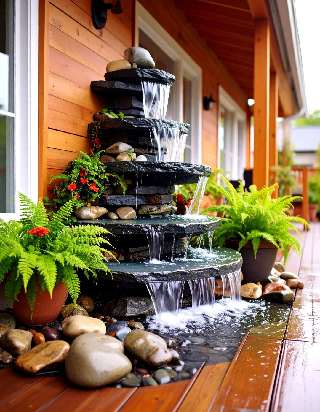A Water Feature for Sound Masking - 30 porch privacy ideas