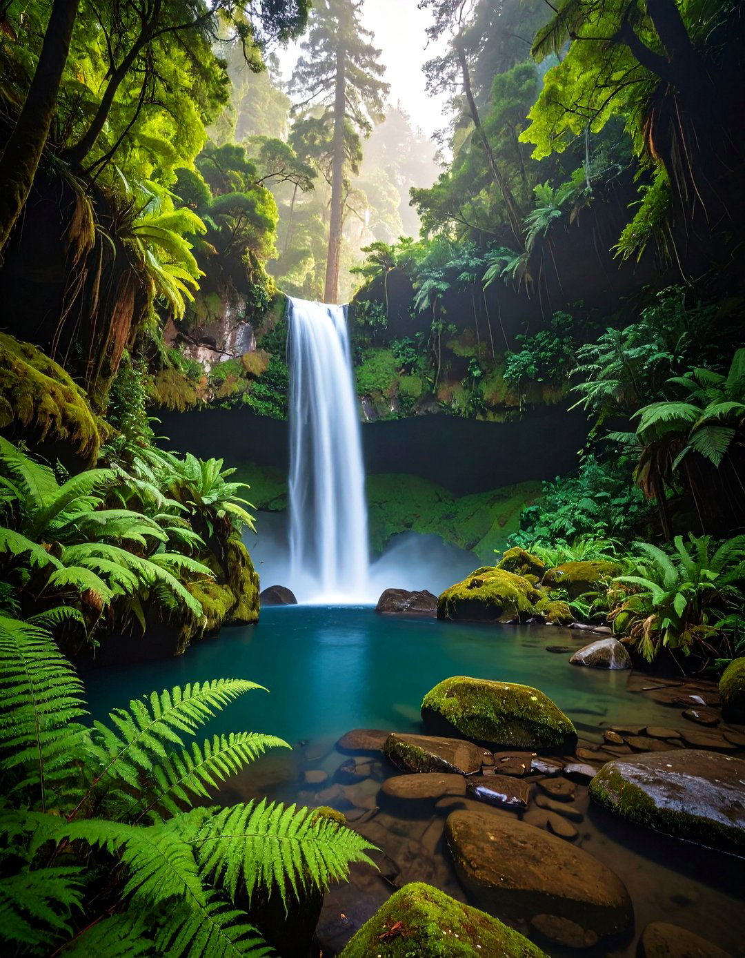 A Waterfall Cascading into a Pool - 30 landscape drawing ideas