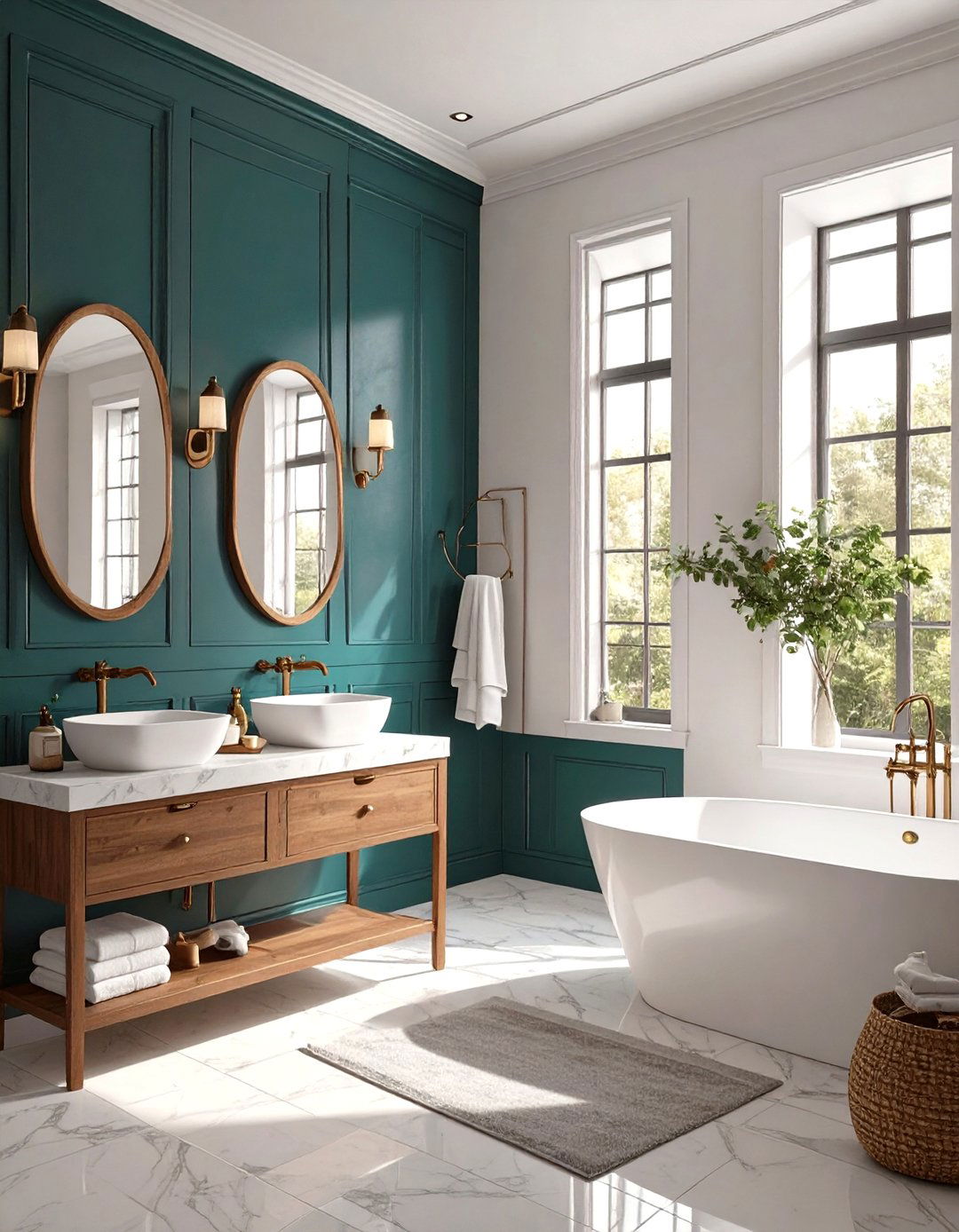 A Well Placed Accent Wall - 30 tiny bathroom ideas