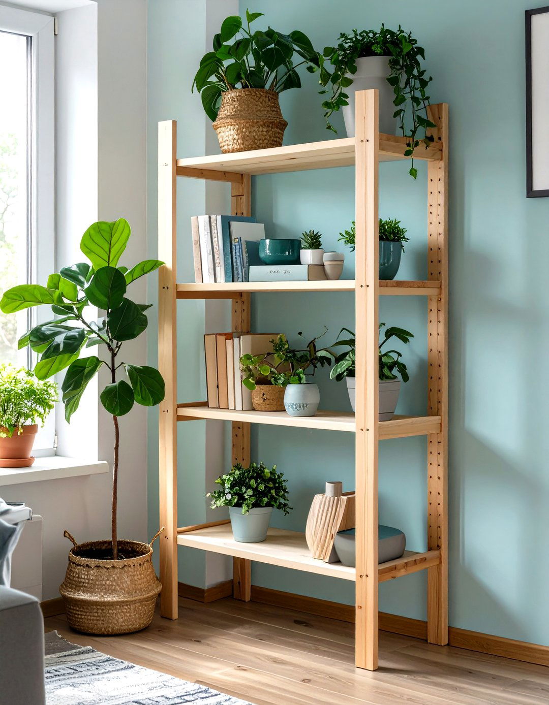 A Well Placed Corner Shelf - 30 small space living room ideas