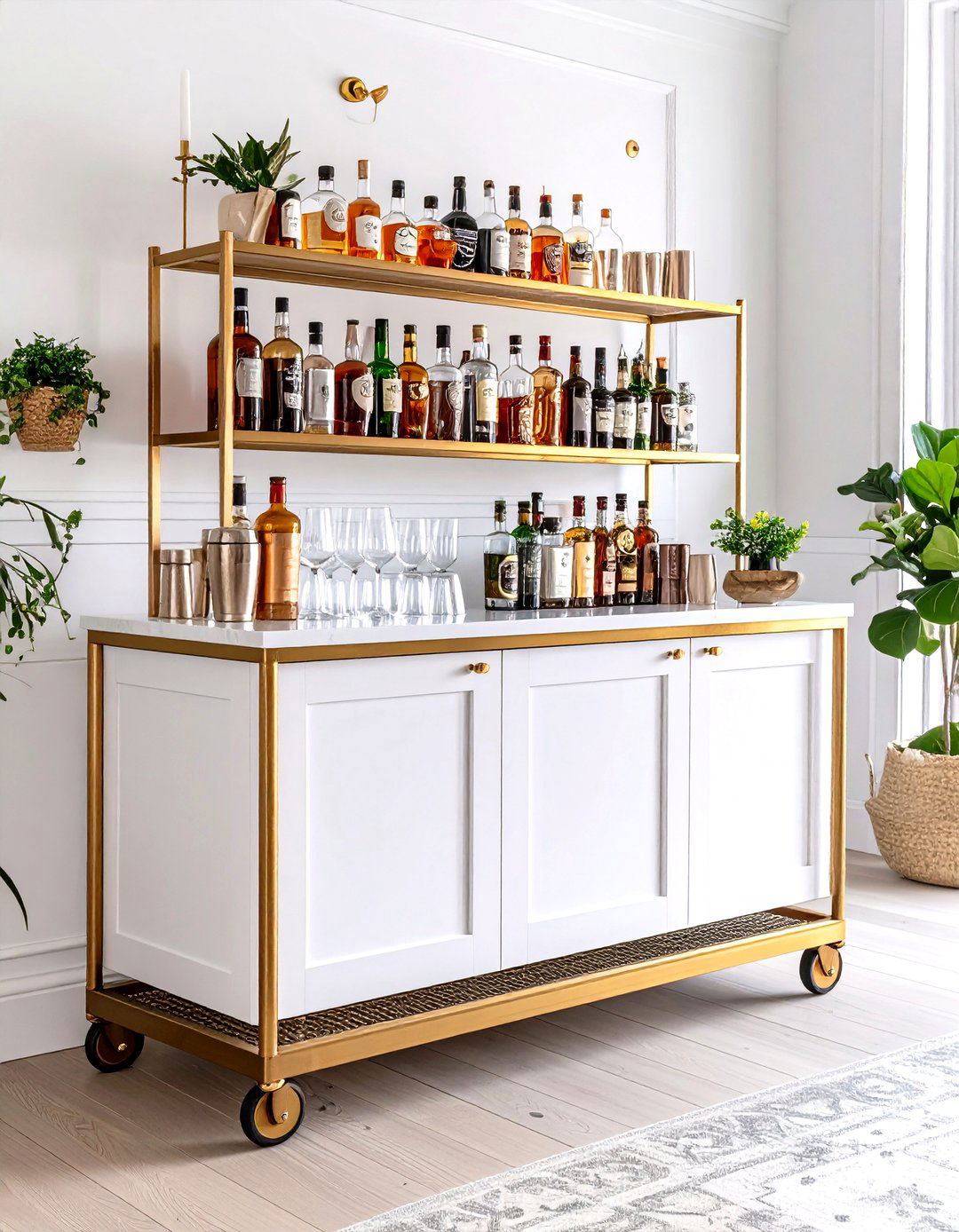 A Well Stocked Bar Cart - 30 pottery barn living room ideas