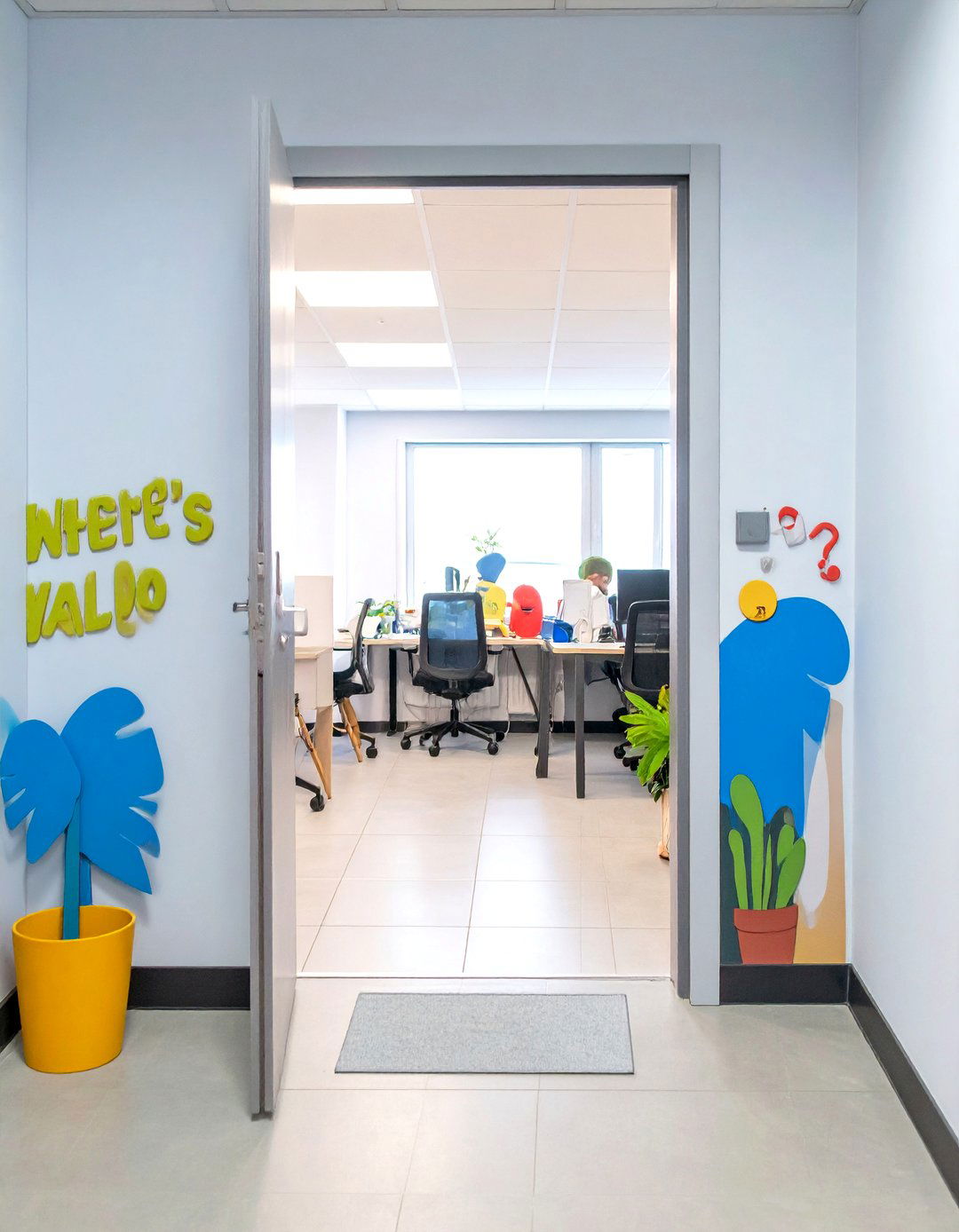 A Wheres Waldo Office Edition - 30 office funny  door decorating contest ideas