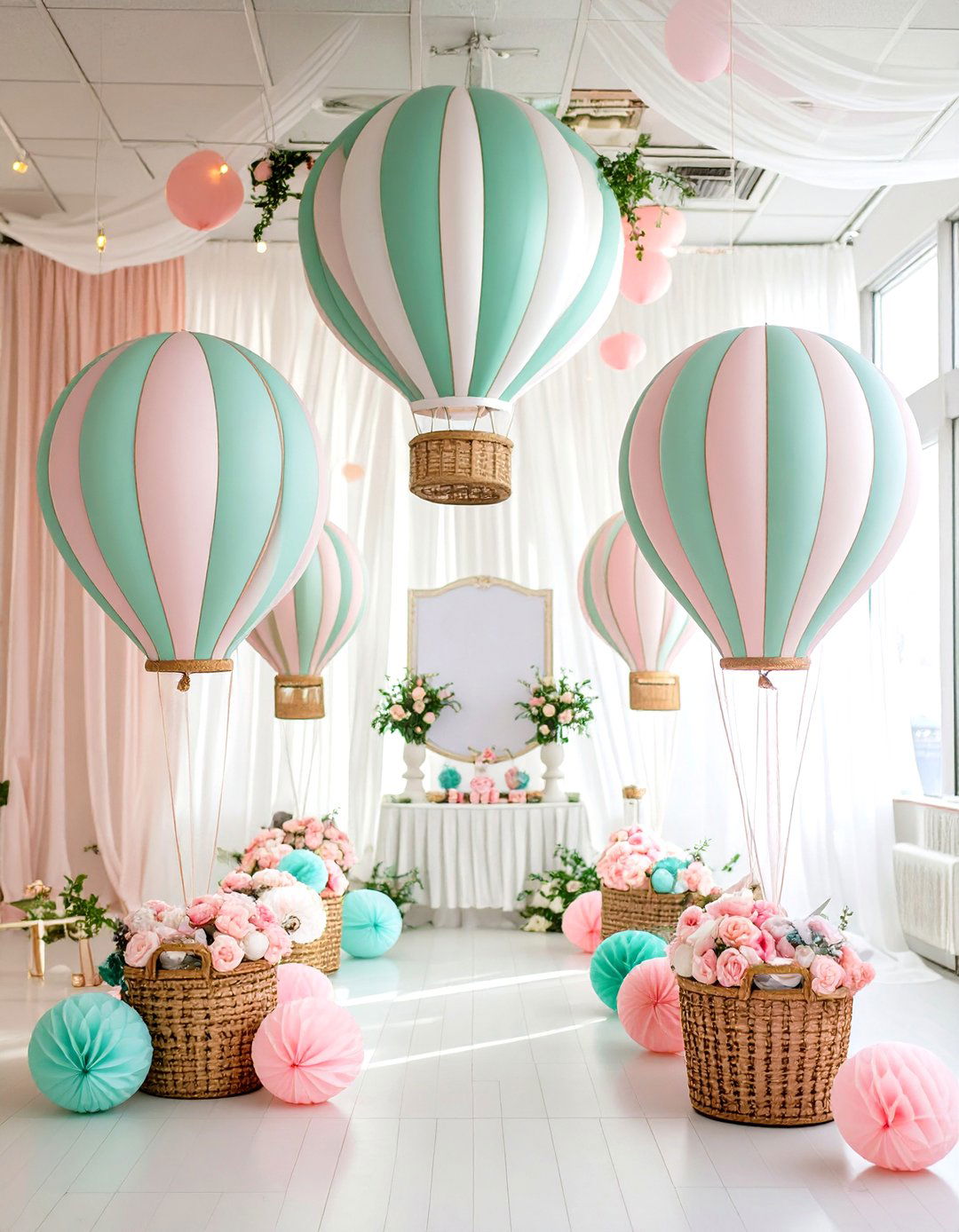 A Whimsical Hot Air Balloon Adventure - 30 girl baby shower ideas