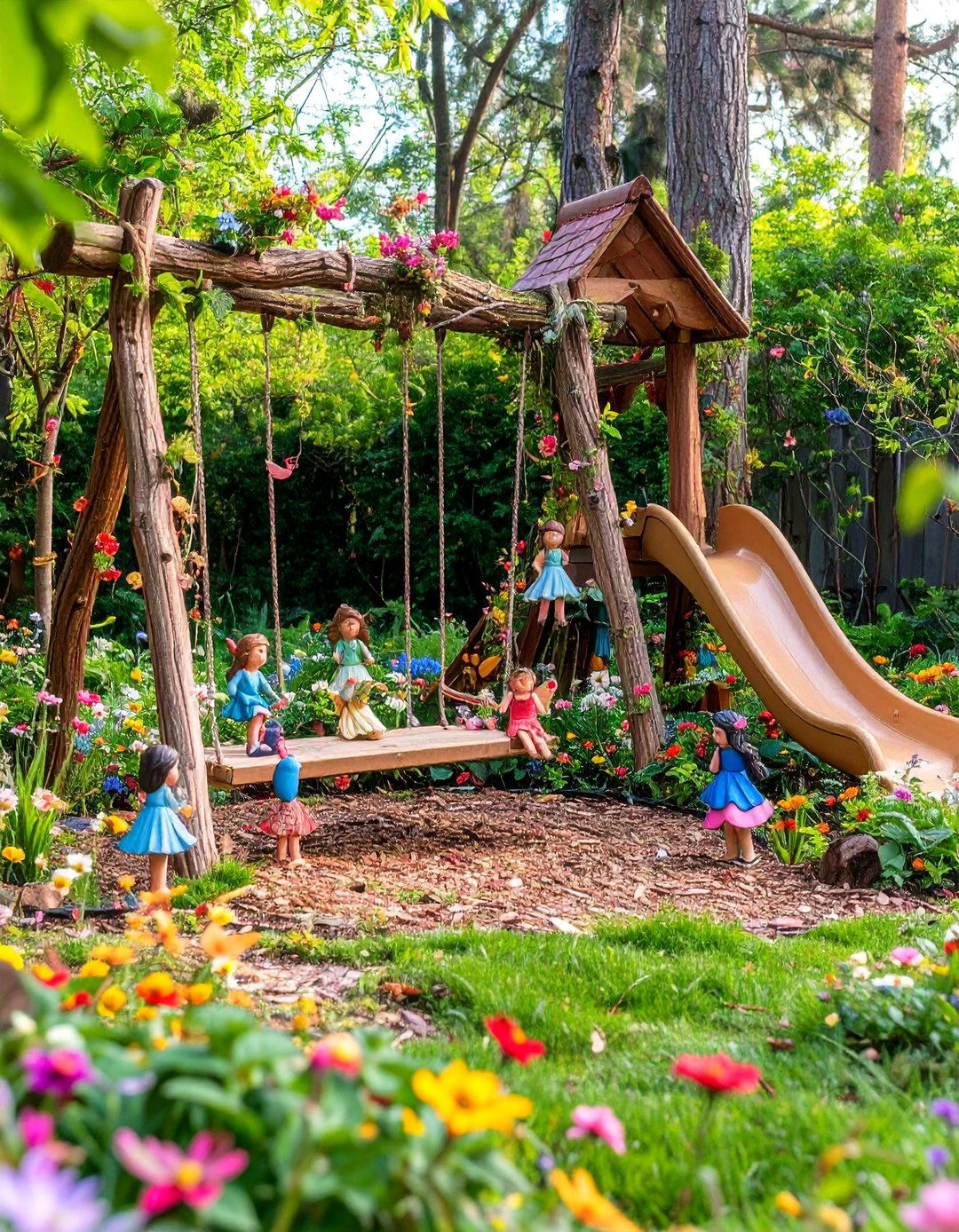 A Whimsical Playground Garden - 30 backyard fairy garden ideas
