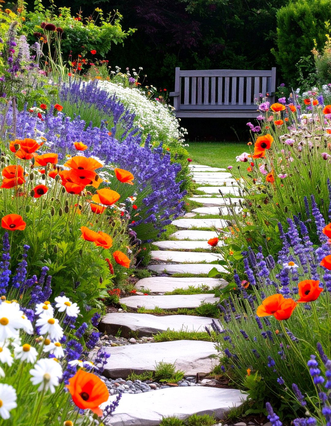A Wildflower Garden with a Winding Path - 30 wildflower garden ideas