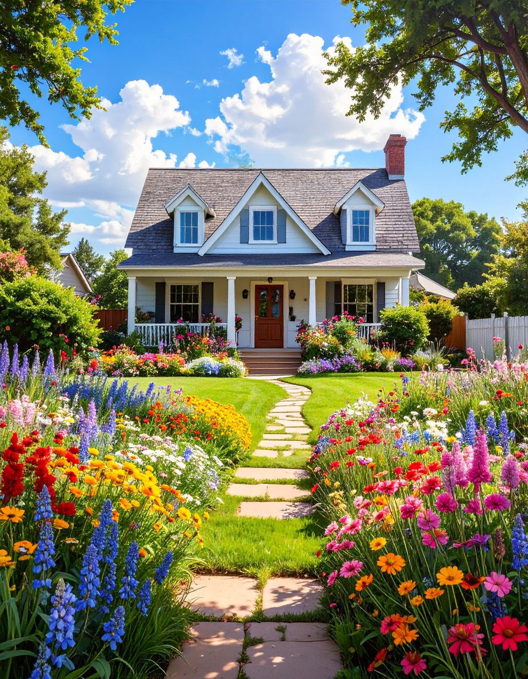 A Wildflower Meadow Entrance - 30 budget cheap simple front yard landscaping ideas