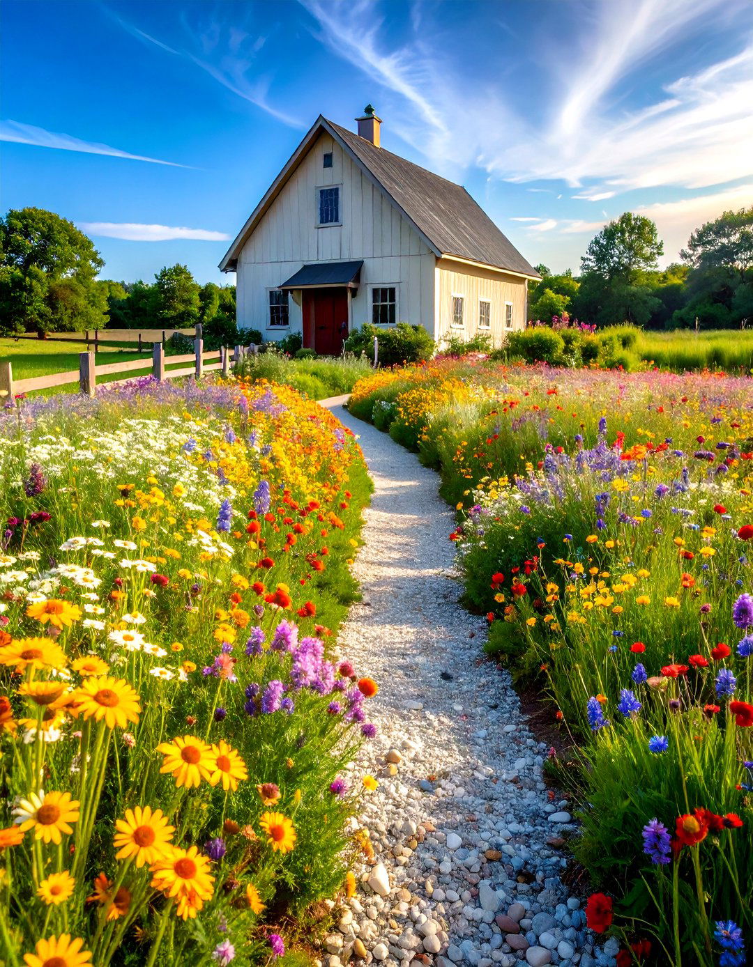 A Wildflower Meadow Entryway - 30 farmhouse landscaping ideas
