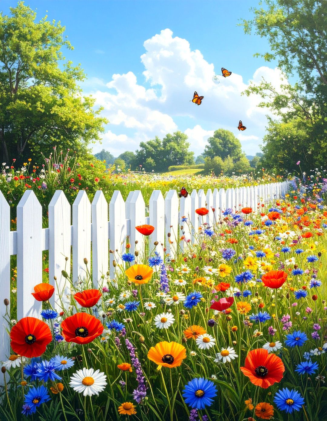 A Wildflower Meadow Strip - 30 along fence simple backyard landscaping ideas