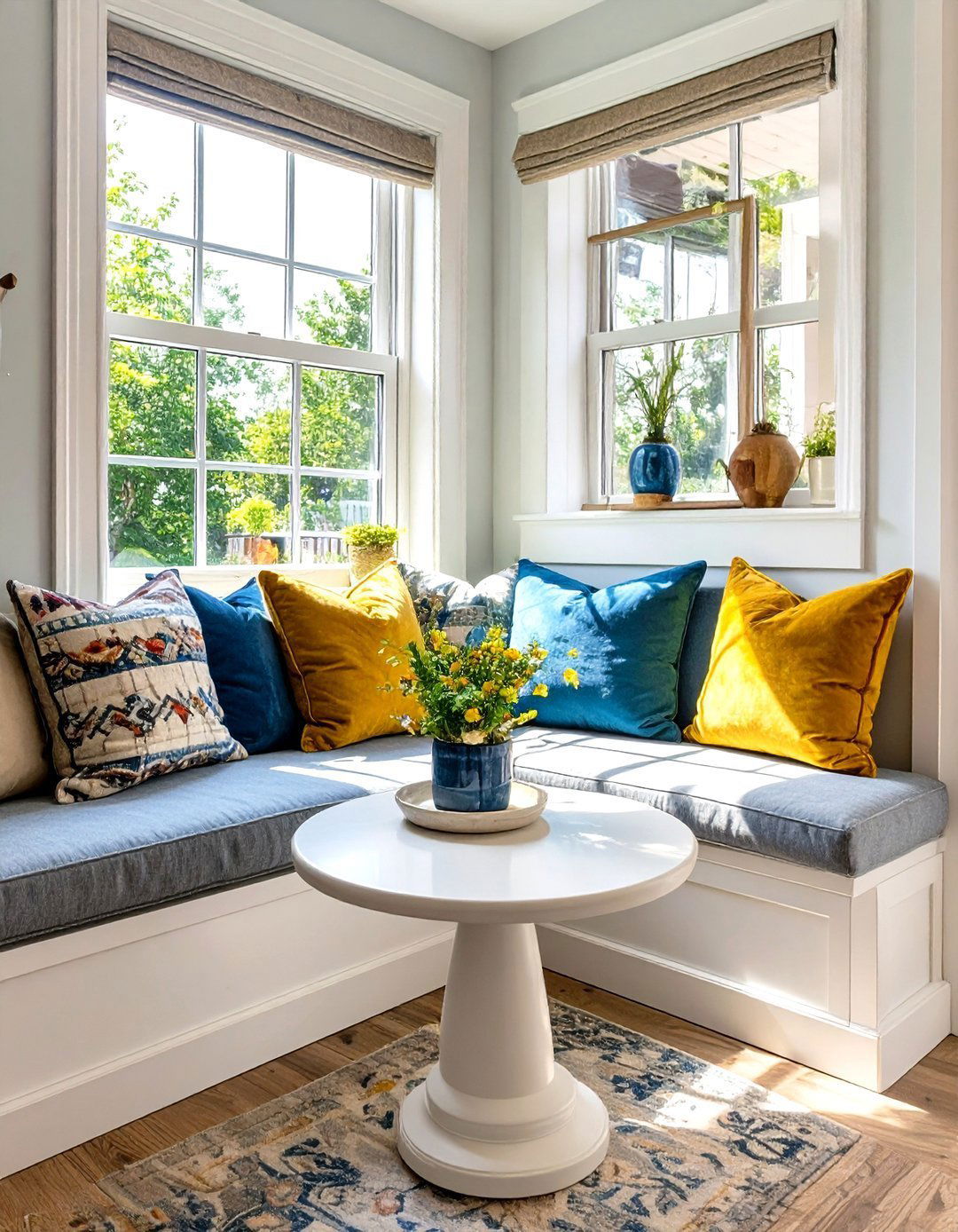 A Window Seat with a Movable Table - 30 very small living and dining room ideas