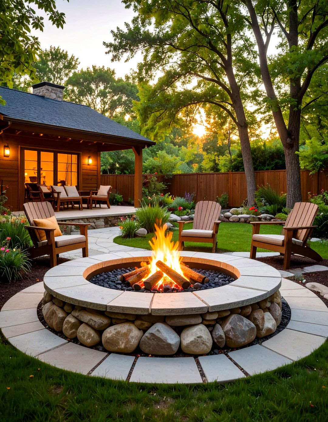 A Woodland Clearing Fire Ring - 30 backyard fireplace ideas