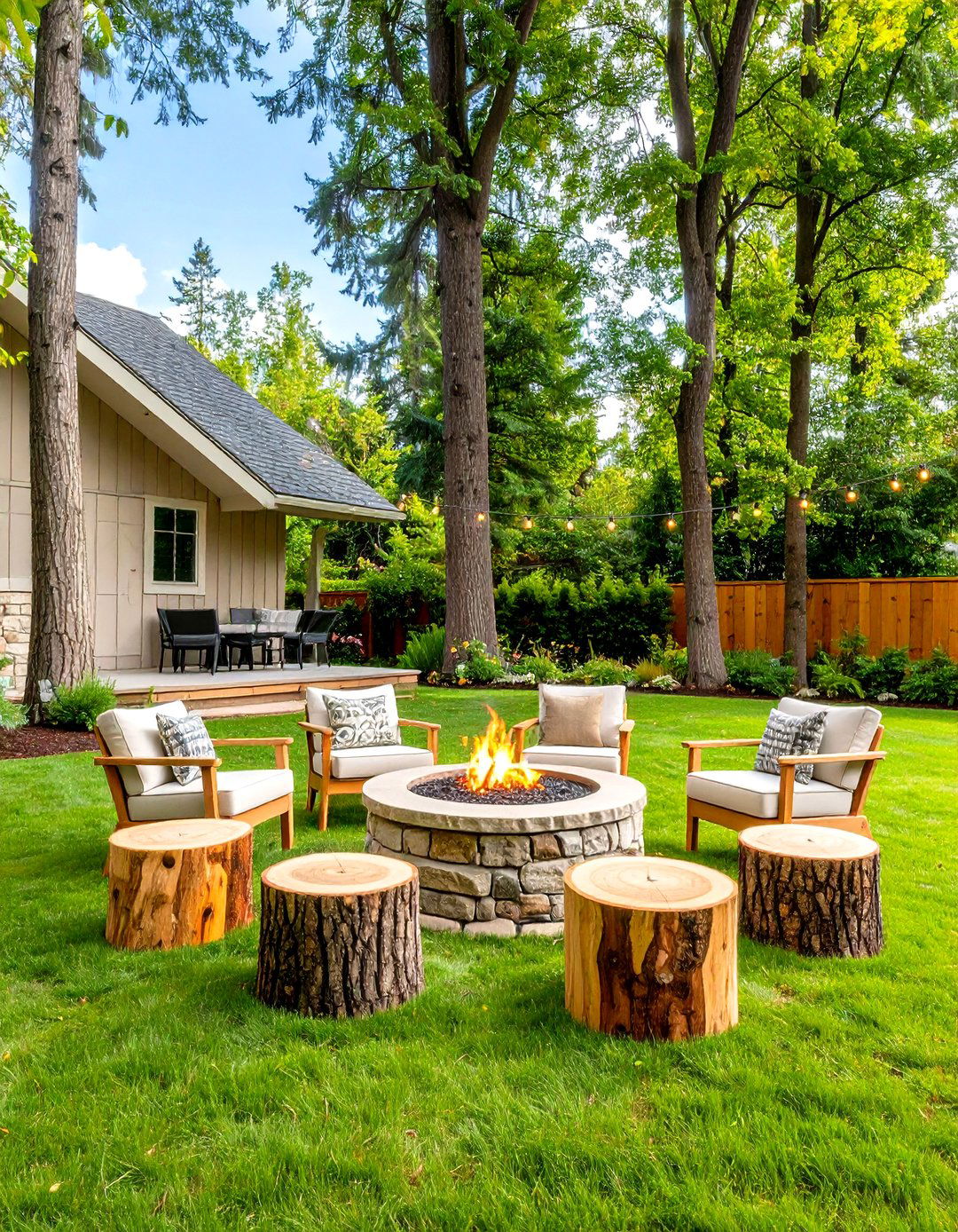 A Woodland Retreat with Natural Seating - 30 diy backyard ideas