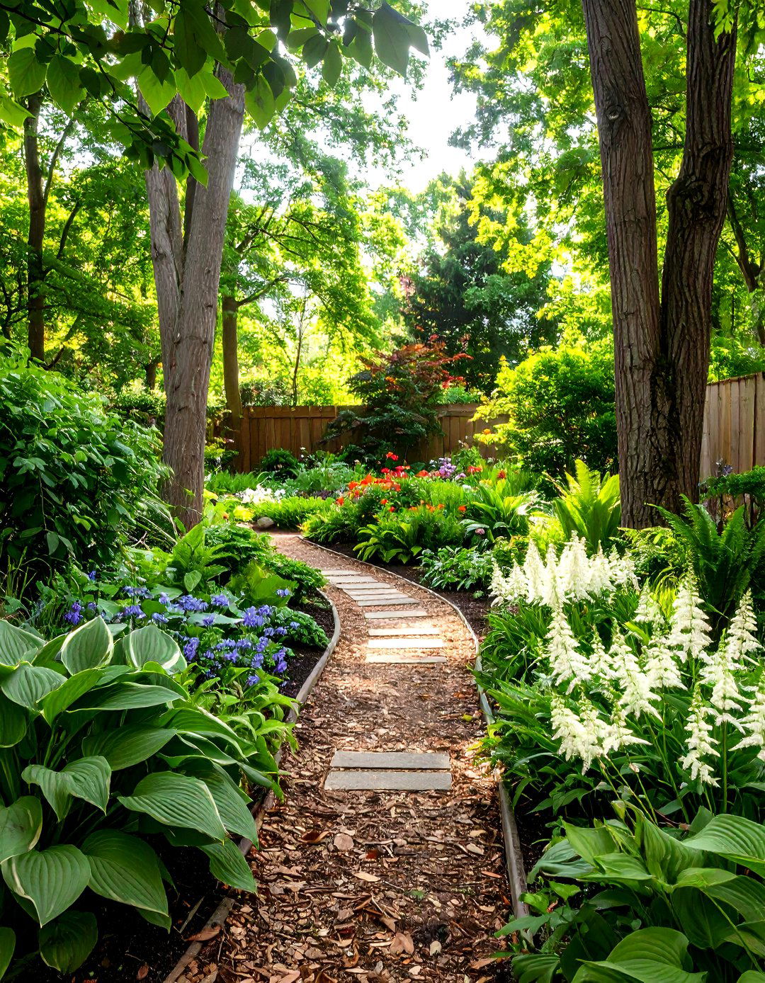A Woodland Shade Garden Flower Bed - 30 front yard flower bed landscaping ideas