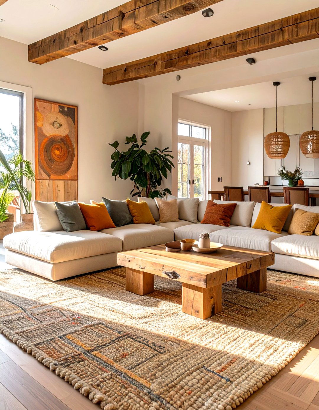 A Wool Carpeted Family Room - 30 interior design with sustainable materials ideas