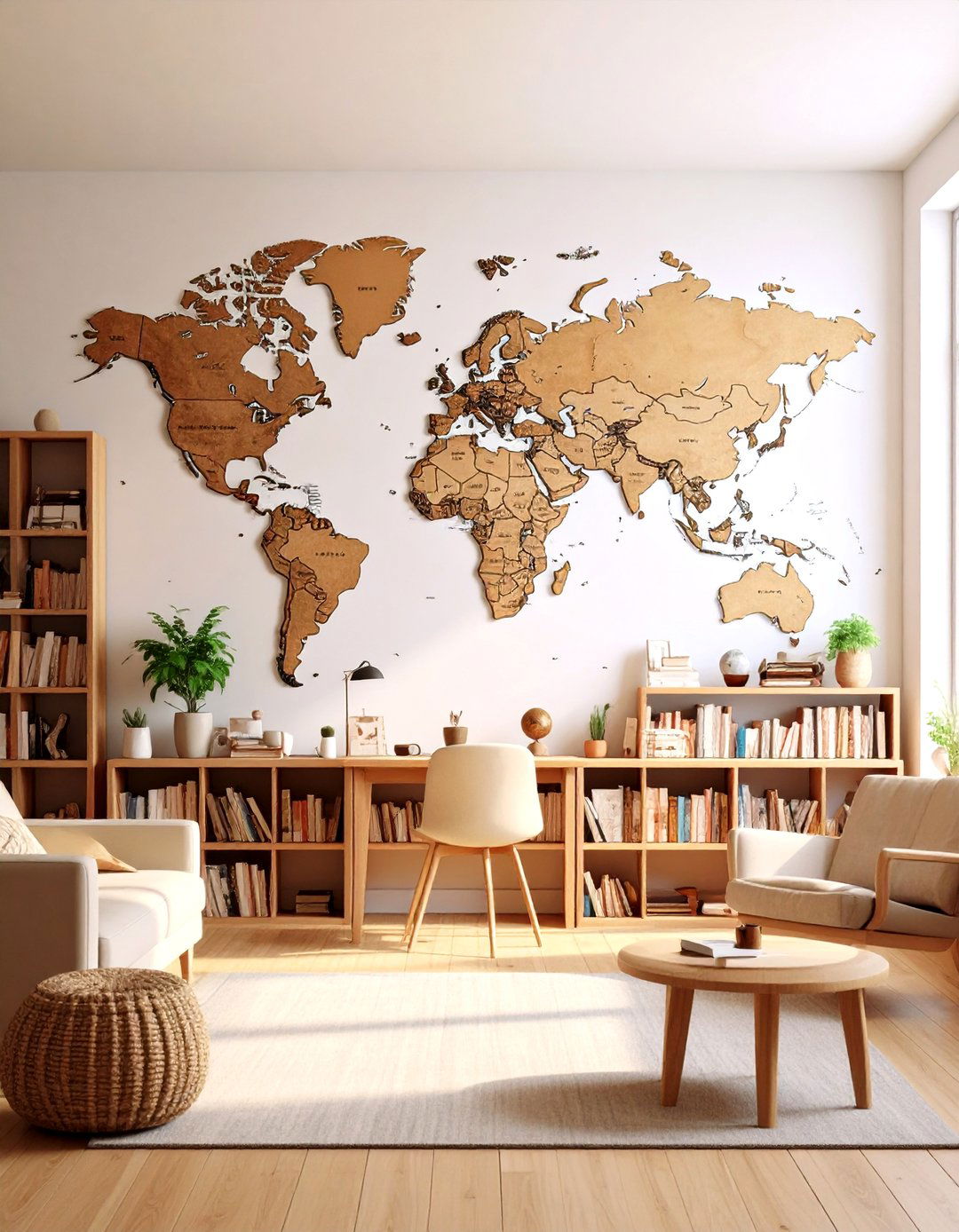 A World Map Mural for the Explorer - 30 wall decor ideas