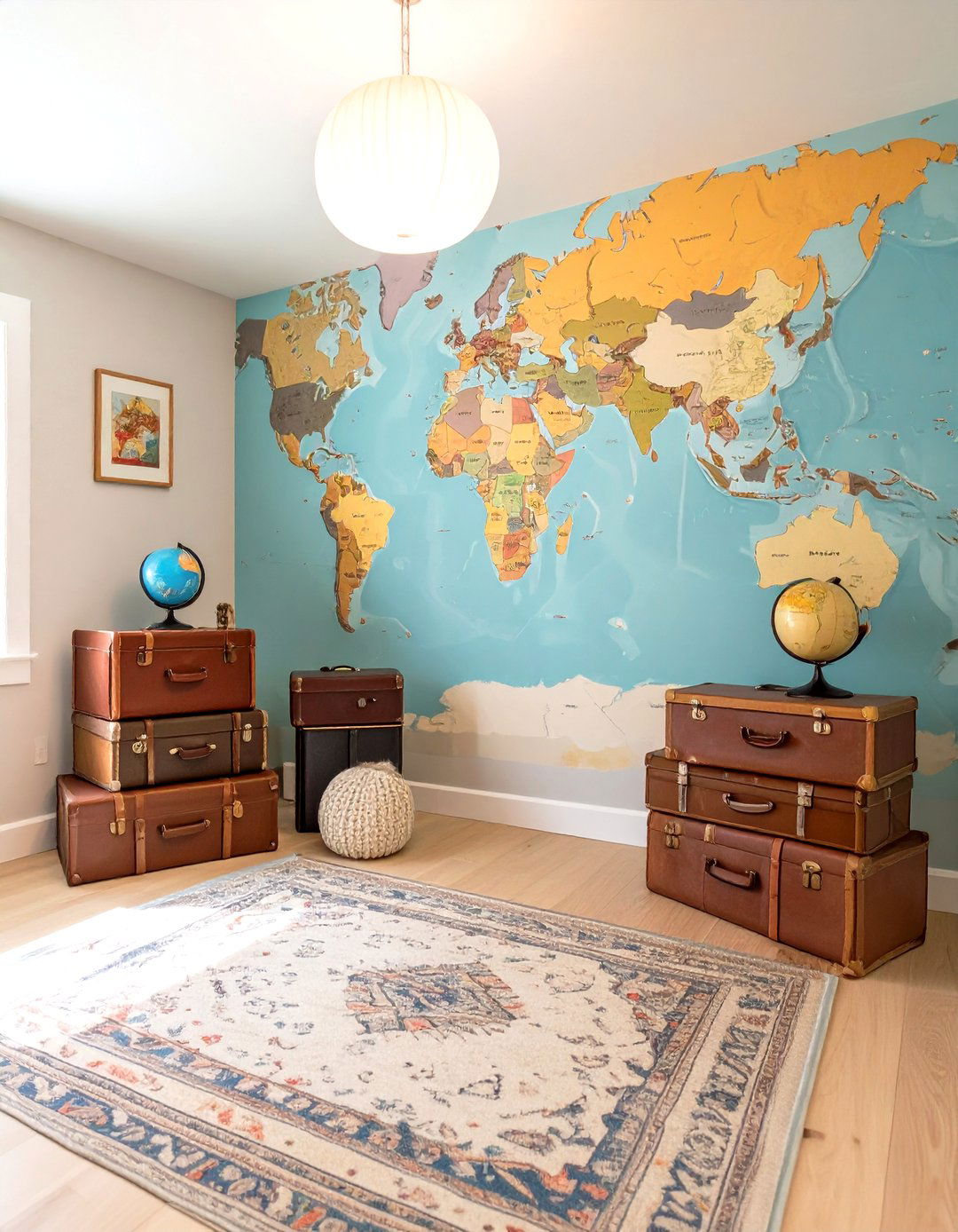 A World Travelers Map Room Playroom - 30 basement playroom ideas