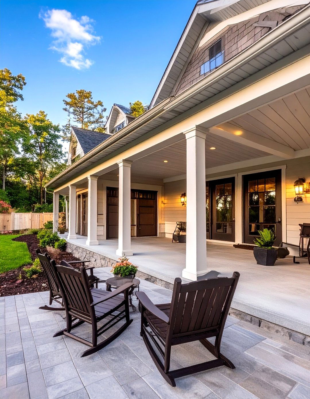 A Wraparound Porch and Entryway - 30 garage extension ideas