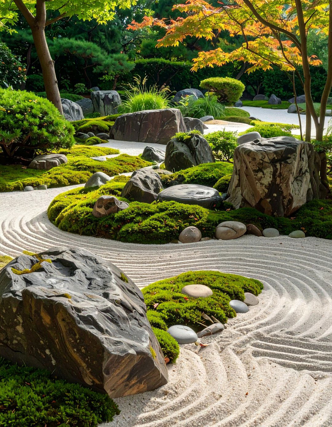 A Zen Garden of Contrasting Textures - 30 ai zen garden design ideas