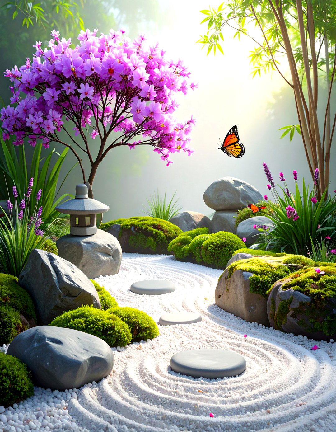A Zen Garden with Butterfly Accents - 30 butterfly garden ideas
