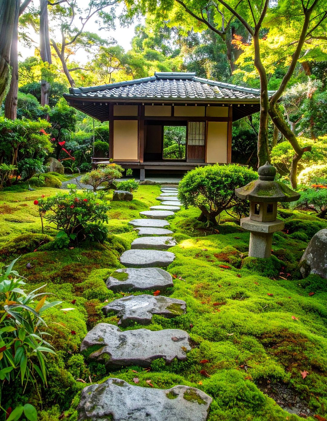 A Zen Garden with Integrated Tea House - 30 ai zen garden design ideas