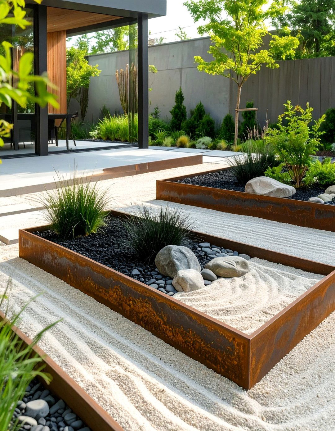 A Zen Garden with Raised Planting Beds - 30 ai zen garden design ideas