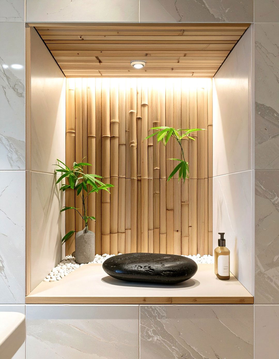 A Zen Inspired Bamboo Bathroom Niche - 30 bathroom niche ideas