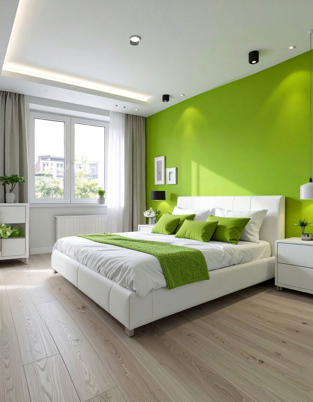 A Zesty Lime Green and White Bedroom - 30 colorful bedroom ideas