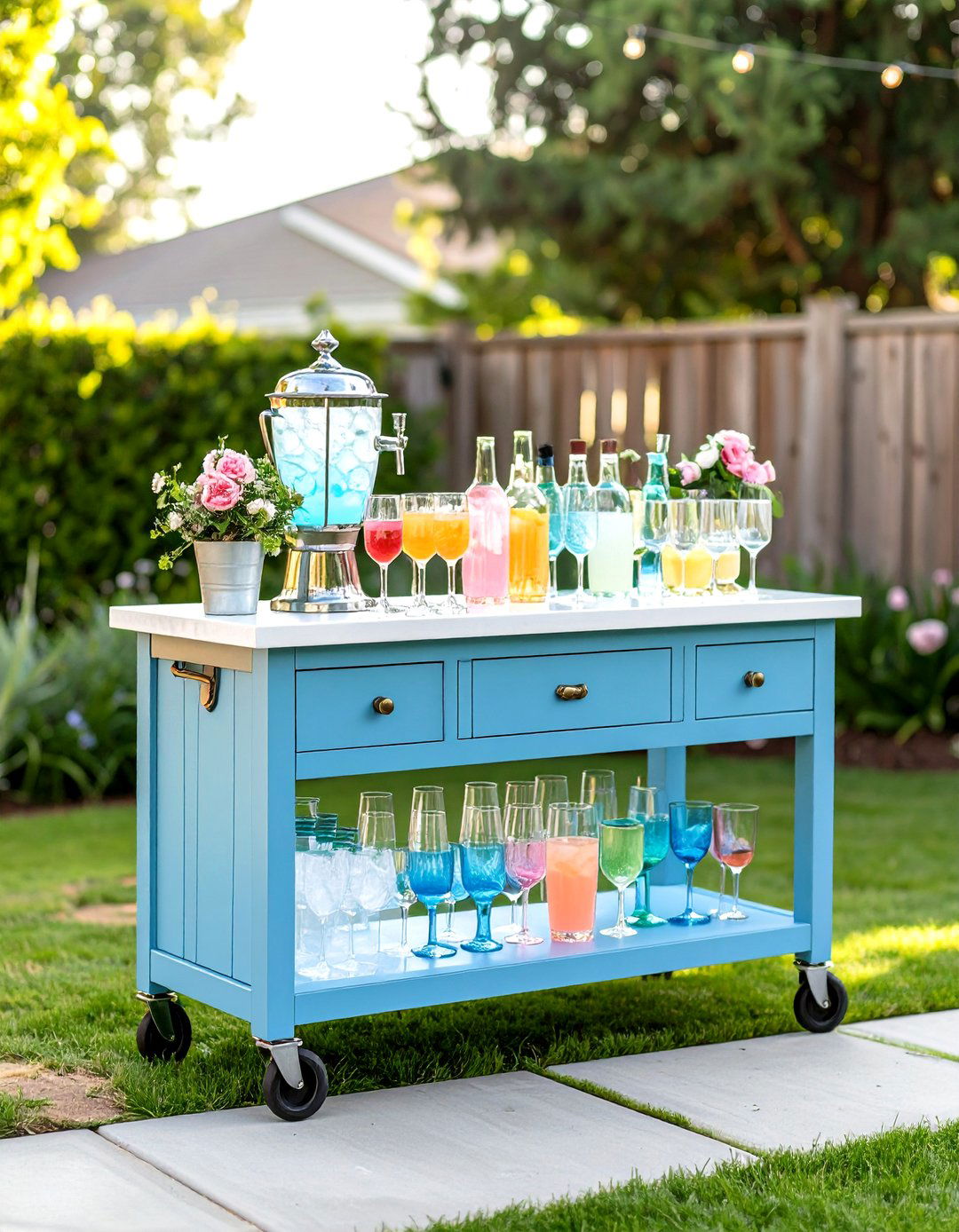 A beverage station for entertaining - 30 easy backyard ideas