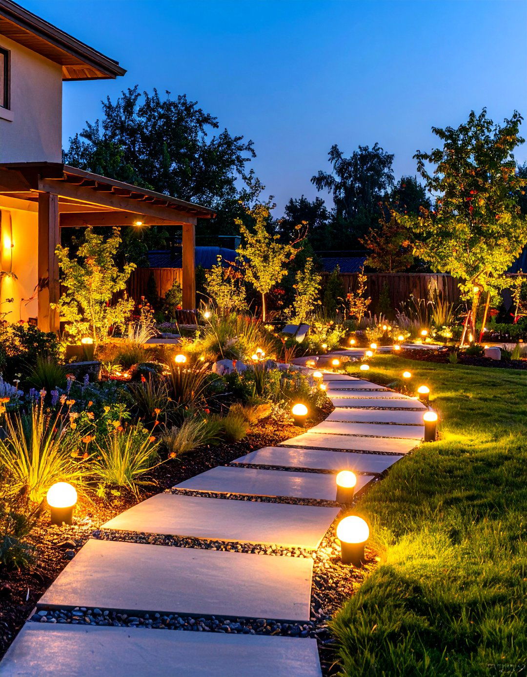 A solar light garden path - 30 easy backyard ideas